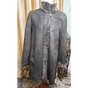 VTG Distressed R&L Rosenberg Lamb Merino Shearling Coat M Penny Lane Hippie germ